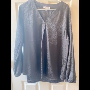 NWT Nine West leopard black long sleeve blouse